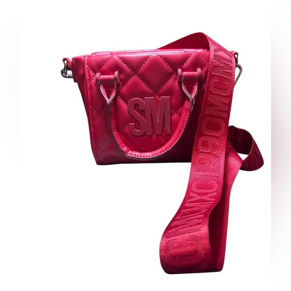 Steve Madden Bbabi Quilted Top Handle Crossbody. Red